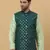 Men's Cotton Silk Sequenced Embroidered Floral Green Nehru Jacket