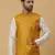 Men's Cotton Silk Sequenced Embroidered Floral Mustard Nehru Jacket
