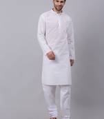 Men White Chikankari Kurta and White Churidar set