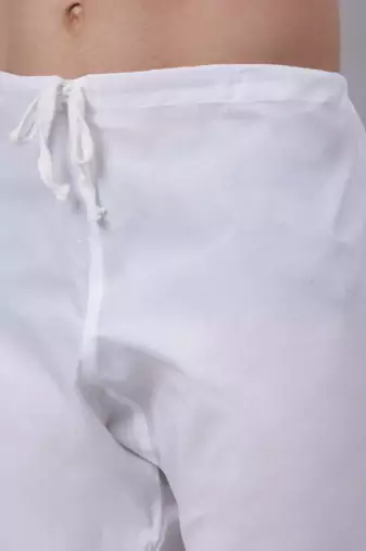 Men White Chikankari Kurta and White Churidar set