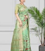 SERONA FABRICS Women's Assam Cotton Silk With Golden Border And Multicolor Thread Embroidered Saree