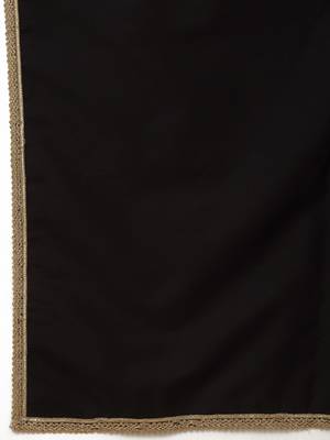 Men's Black Sequenced Embroidered Cotton Silk Kurta With Salwar and Dupatta 7