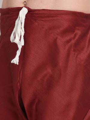 Men Maroon Kurta with Churidar & Yellow Satin Printed Nehru Jacket 7