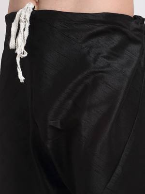 Men Black Kurta with Churidar & Maroon Satin Printed Nehru Jacket 7