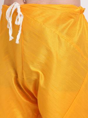 Men Mustard Kurta with Churidar & Maroon Satin Printed Nehru Jacket 7