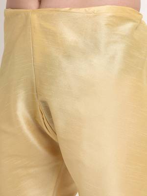 Fawn Silk Blend Kurta and churidar with Jacquard Peach Nehru jacket 5