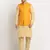 Fawn Silk Blend Kurta and churidar with Jacquard Yellow Nehru jacket