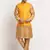 Gold Silk Blend Kurta and churidar with Jacquard Yellow Nehru jacket