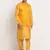 Mustard Silk Blend Kurta and churidar with Jacquard Yellow Nehru jacket