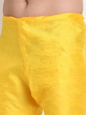 Yellow Silk Blend Kurta and churidar with Jacquard Yellow Nehru jacket 5