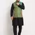 Black Silk Blend Kurta and churidar with Jacquard Green Nehru jacket