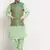 Sea Green Silk Blend Kurta and churidar with Jacquard Green Nehru jacket