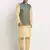 Fawn Silk Blend Kurta and churidar with Jacquard Blue Nehru jacket
