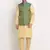 Fawn Silk Blend Kurta and churidar with Jacquard Green Nehru jacket