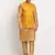 Gold Silk Blend Kurta and churidar with Jacquard Yellow Nehru jacket