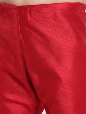 Maroon Silk Blend Kurta and churidar with Jacquard Red Nehru jacket 4