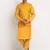 Mustard Silk Blend Kurta and churidar with Jacquard Yellow Nehru jacket