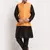 Black Silk Blend Kurta and churidar with Jacquard Peach Nehru jacket
