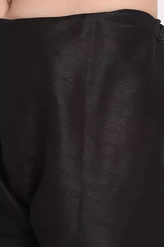 Black Silk Blend Kurta and churidar with Jacquard Peach Nehru jacket