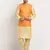 Fawn Silk Blend Kurta and churidar with Jacquard Peach Nehru jacket