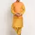 Mustard Silk Blend Kurta and churidar with Jacquard Peach Nehru jacket