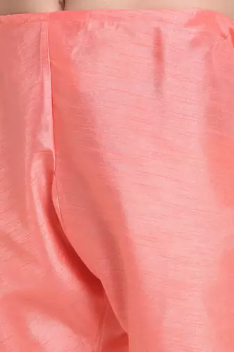 Pink Silk Blend Kurta and churidar with Thread Work sequence Pink Nehru jacket
