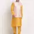 Mustard Silk Blend Kurta and churidar with Thread Work sequence Yellow Nehru jacket