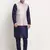 Navy Blue Silk Blend Kurta and churidar with Thread Work sequence Green Nehru jacket