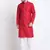 Men Ruby Cotton Sequence Embroided Red Kurta Trouser with Red Nehru Jacket Set