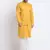 Men Ruby Cotton Sequence Embroided Yellow Kurta Trouser with Yellow Nehru Jacket Set