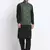 Men Cotton Black Pathani Kurta & Salwar with Green Nehru Jacket