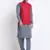 Men Cotton Grey Pathani Kurta & Salwar with Red Nehru Jacket