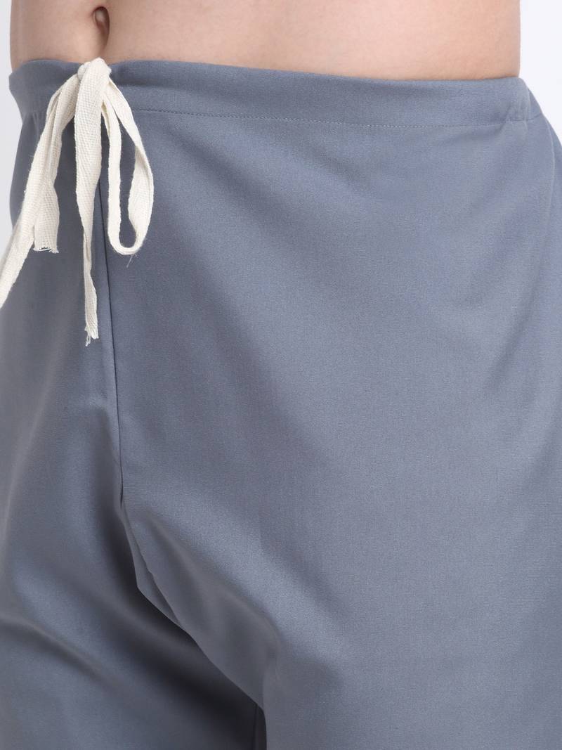 Men Cotton Grey Pathani Kurta & Salwar with Red Nehru Jacket