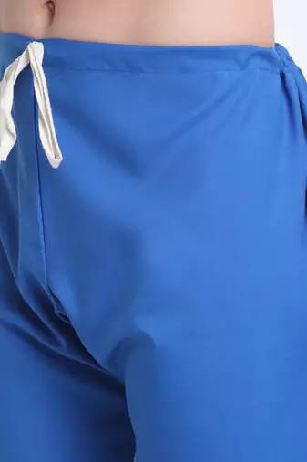 Men Cotton Royal Blue Pathani Kurta & Salwar with Yellow Nehru Jacket