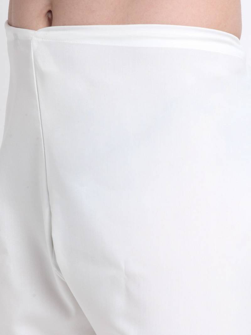 Men Cotton White Pathani Kurta & Salwar with Green Jacket