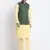 Men Cotton Yellow Pathani Kurta & Salwar with Green Jacket