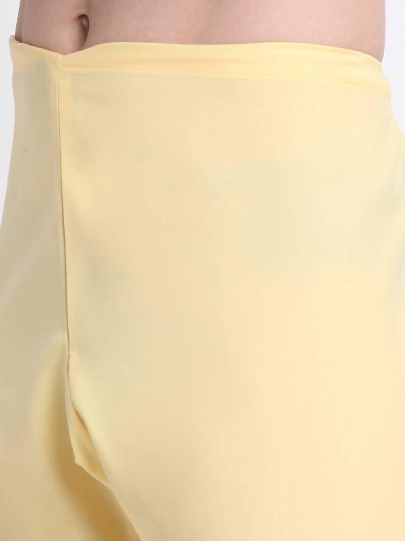 Men Cotton Yellow Pathani Kurta & Salwar with Yellow Jacket