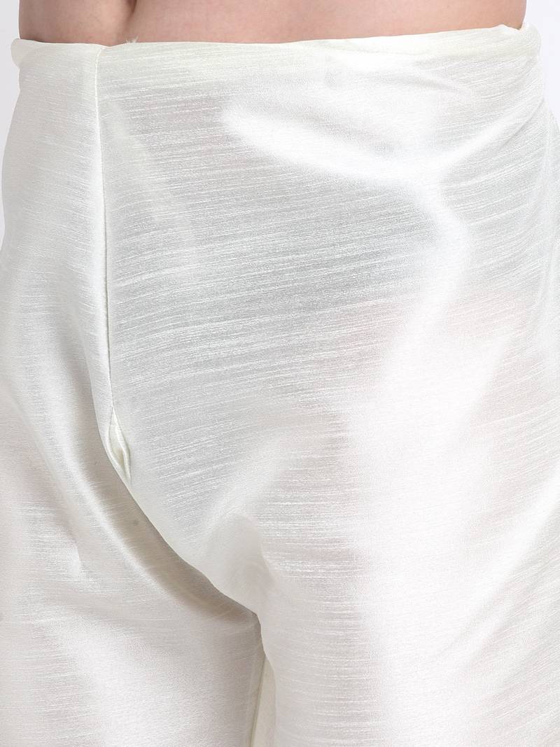 Men Cream Kurta & Churidar with Cream Nehru Jacket