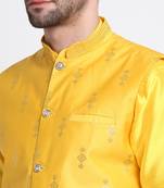 Men Yellow Kurta & Churidar with Yellow Nehru Jacket
