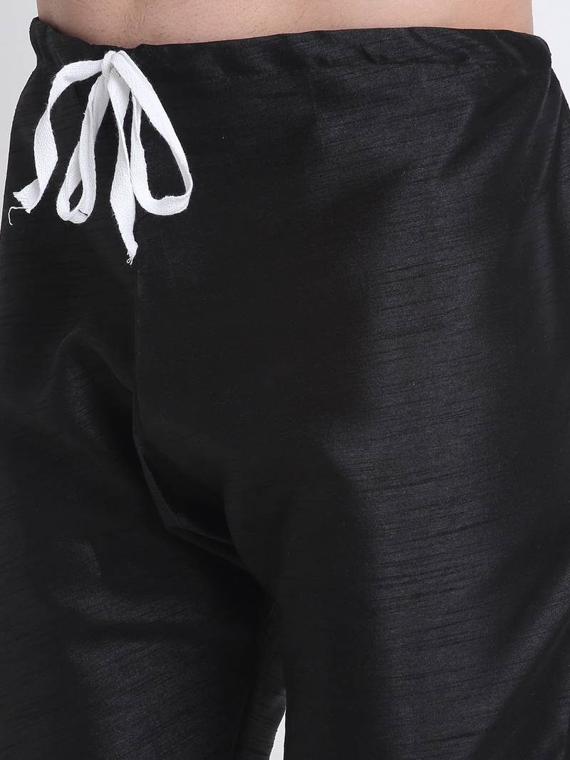 Men Black Kurta & Churidar with Green Nehru Jacket