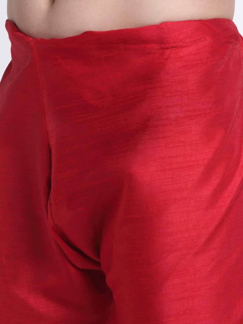 Men Maroon Kurta & Churidar with Yellow Nehru Jacket