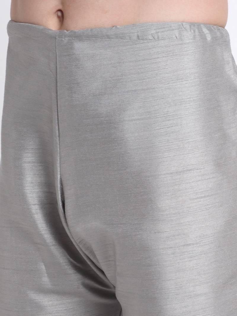 Men Grey Kurta & Churidar with Grey Nehru Jacket