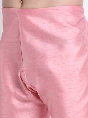 Men Pink Kurta & Churidar with Cream Nehru Jacket 7