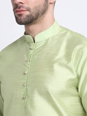 Men Sea Green Kurta & Churidar with Green Nehru Jacket 6