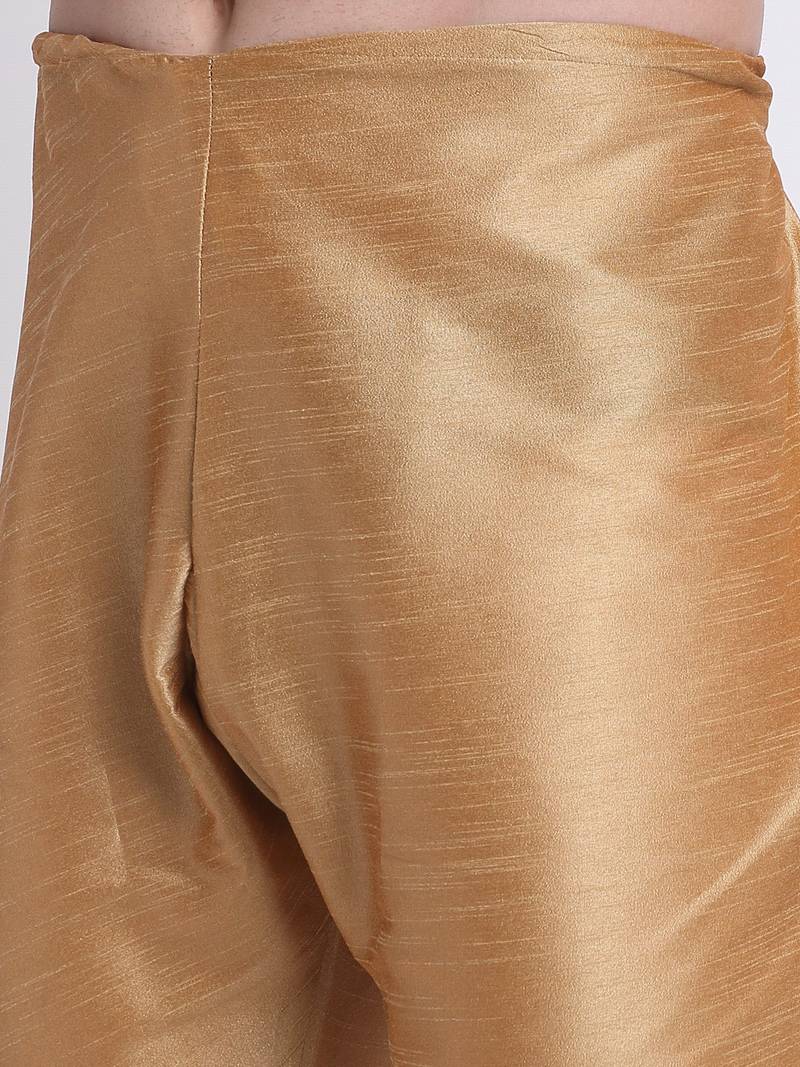 Men Gold Kurta & Churidar with Yellow Nehru Jacket