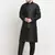 Men Silk Black Kurta Churidar With Black Polka Dotted Nehru Jacket Set