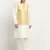 Men Silk Cream Kurta Churidar With Beige Polka Dotted Nehru Jacket Set