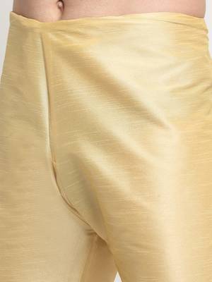 Men Silk Beige Kurta Churidar With Beige Polka Dotted Nehru Jacket Set 7