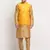 Men Silk Gold Kurta Churidar With Yellow Polka Dotted Nehru Jacket Set