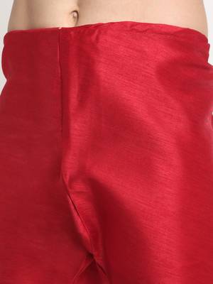 Men Silk Maroon Kurta Churidar With Black Polka Dotted Nehru Jacket Set 7